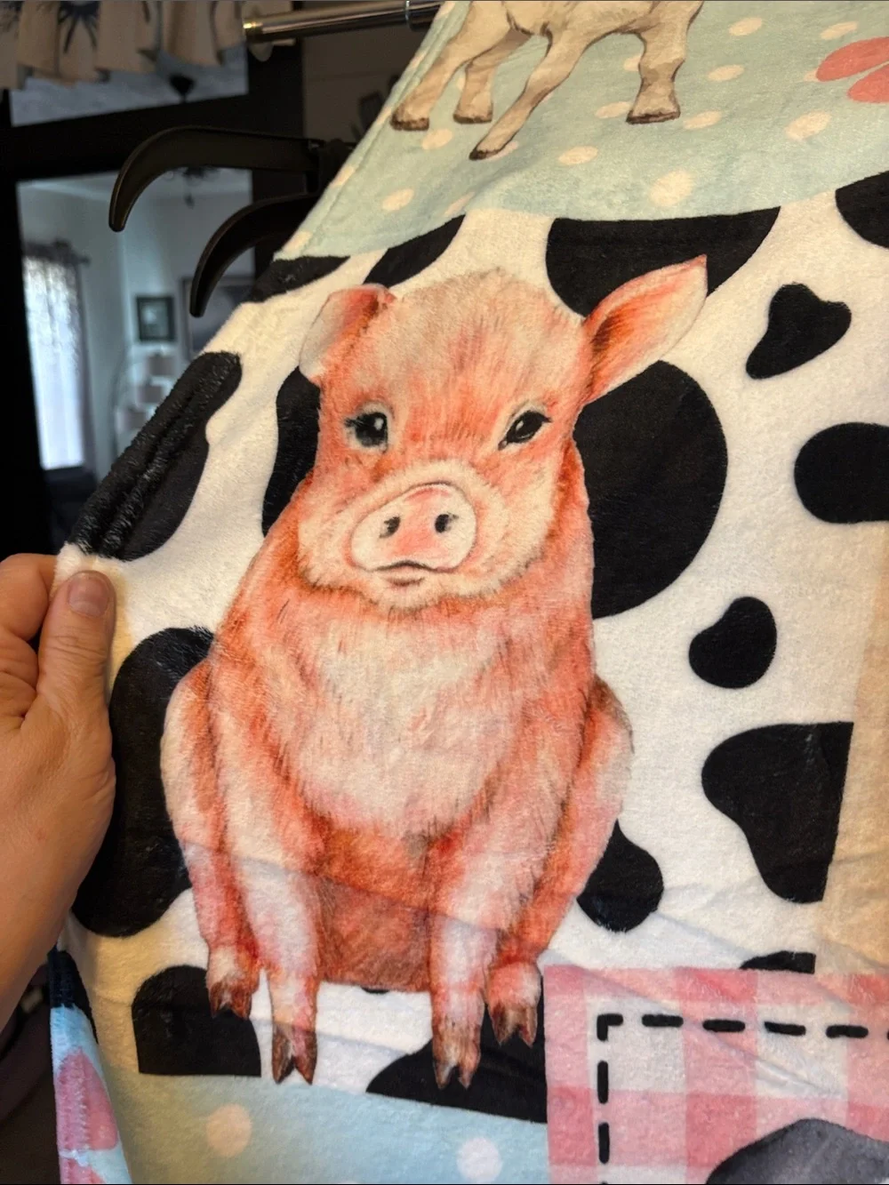 Pastel Farm Animal Patchwork Throw Blanket by 50x60